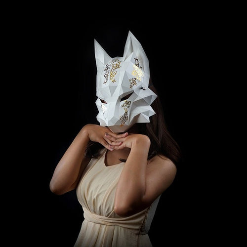 Futuristic Fox Mask - White - PAPERCRAFT WORLD