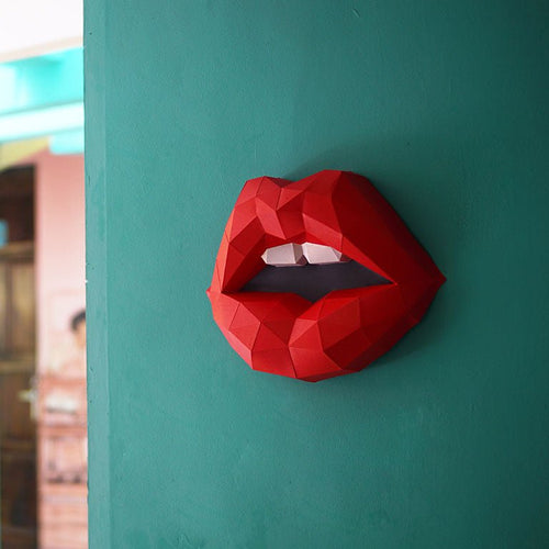 Red 3D Lips Wall Art - PAPERCRAFT WORLD